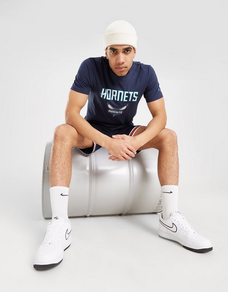 Koszulka, t-shirt męski NEW ERA T-SHIRT NBA SS TEE HORNETS CHARLOTTE HORNETS OSB 11546156 Granatowy
