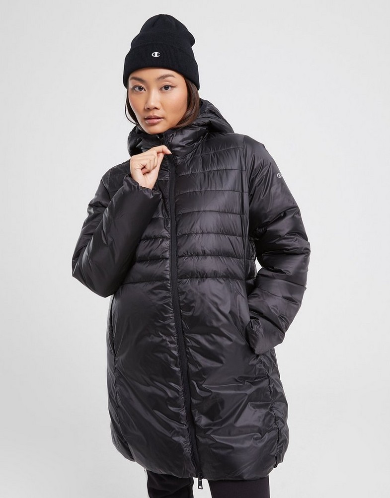 CHAMPION KURTKA ZIMOWA 3/4 HOODED POLYFILLED 115752KK001 Czarny