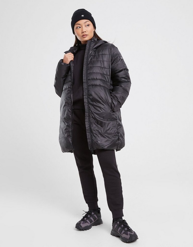 CHAMPION KURTKA ZIMOWA 3/4 HOODED POLYFILLED 115752KK001 Czarny