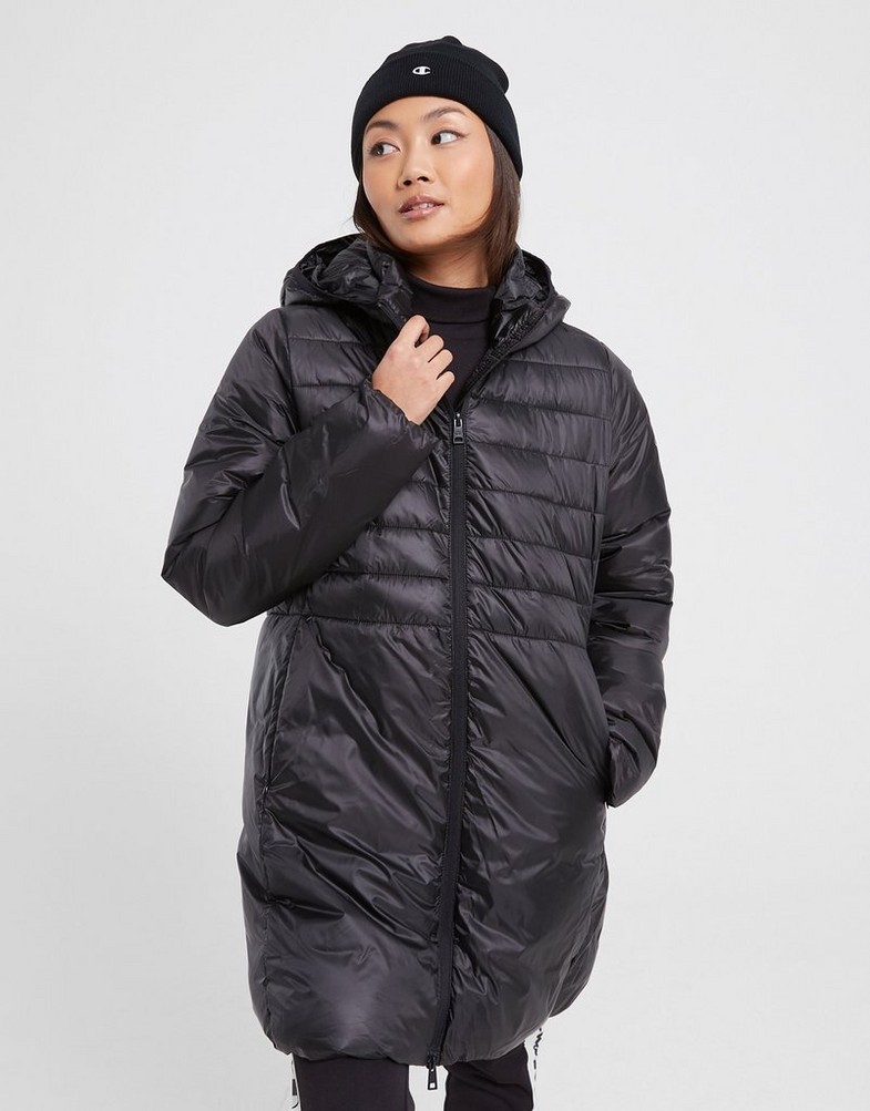CHAMPION KURTKA ZIMOWA 3/4 HOODED POLYFILLED 115752KK001 Czarny