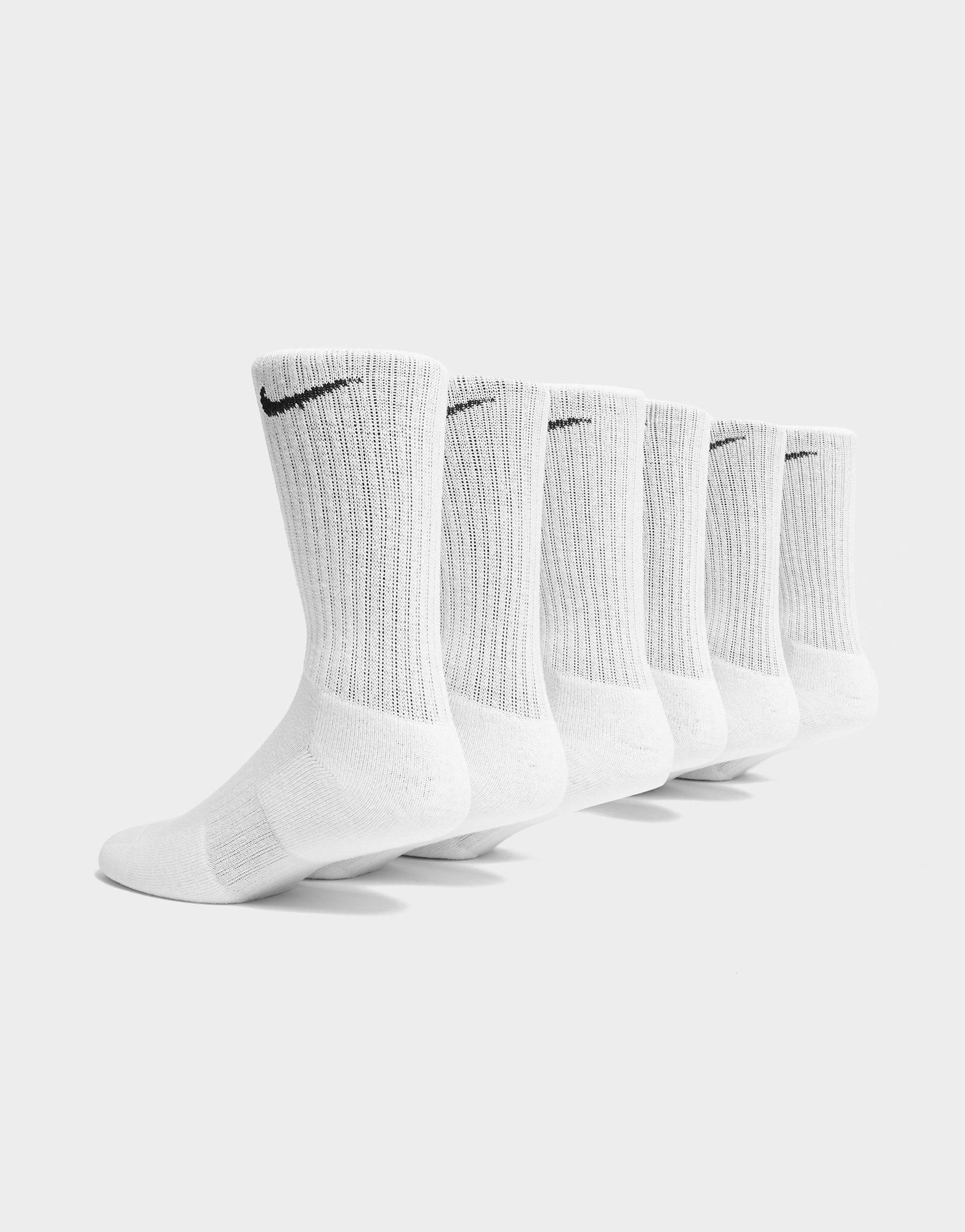 Női zokni NIKE 6-PACK CUSHIONED TRAINING CREW SOCKS  SX7666-100 Fehér