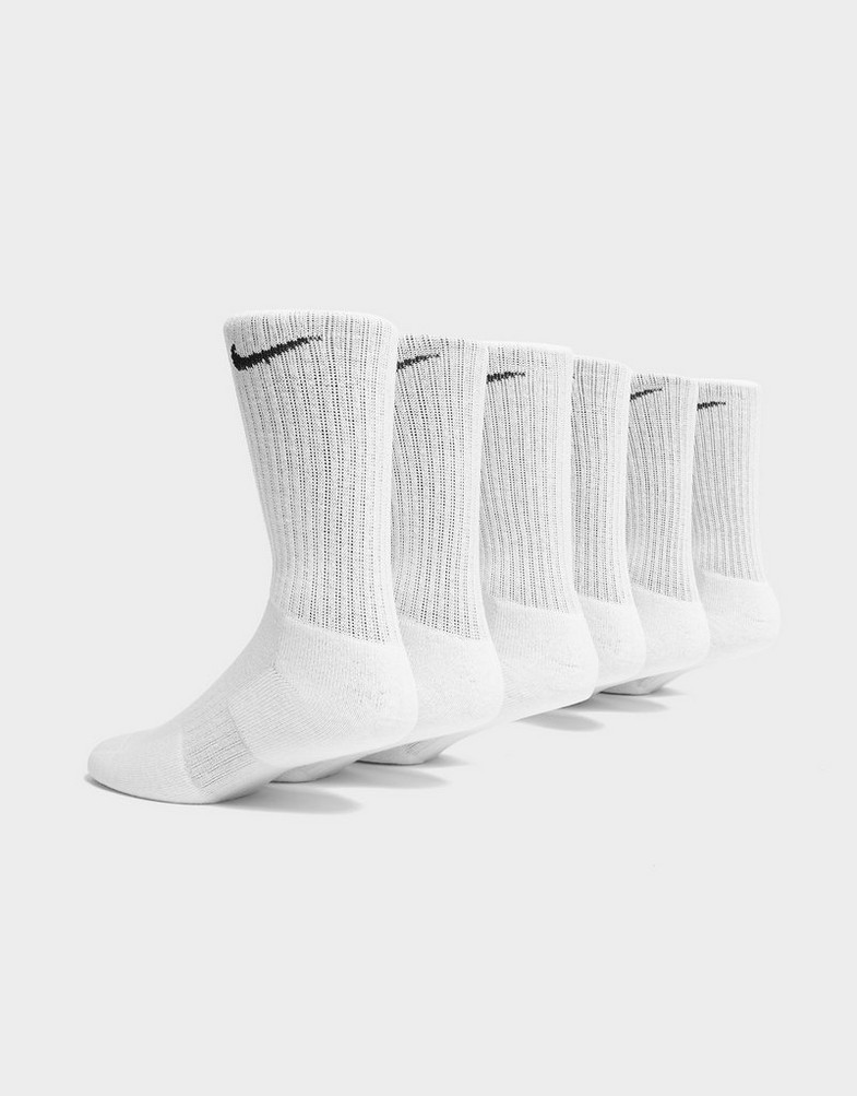 Női zokni NIKE 6-PACK CUSHIONED TRAINING CREW SOCKS  SX7666-100 Fehér