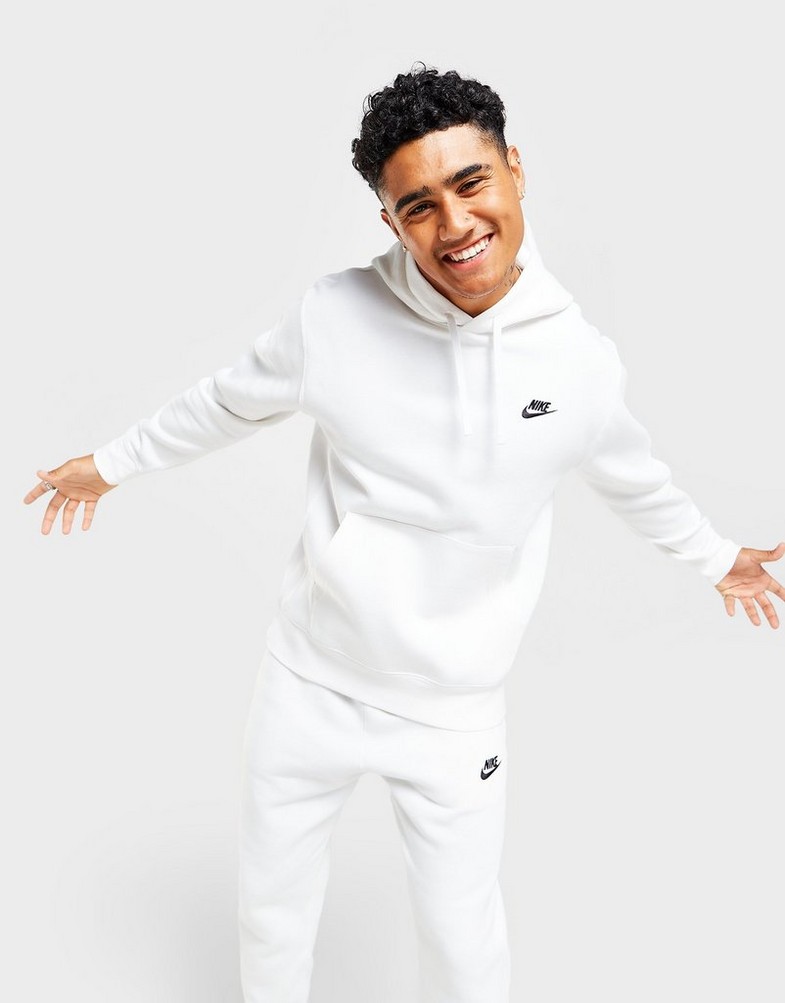 Férfi pulóverek NIKE PULÓVER KAPUCNIS SPORTSWEAR CLUB FLEECE BV2654-100 Fehér