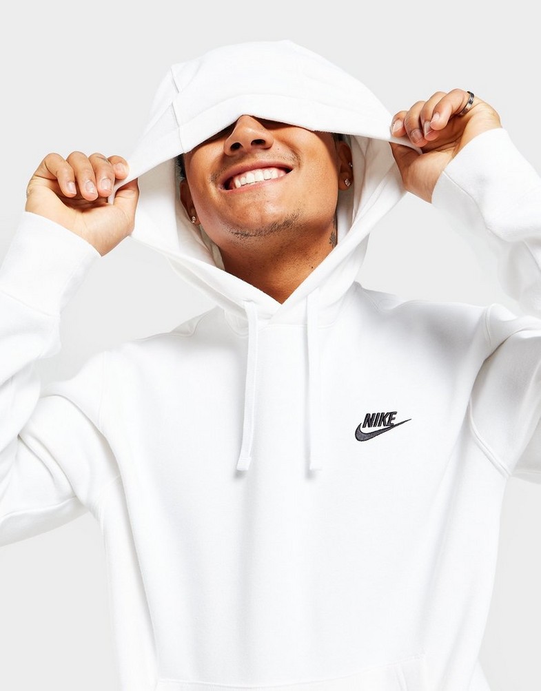 Férfi pulóverek NIKE PULÓVER KAPUCNIS SPORTSWEAR CLUB FLEECE BV2654-100 Fehér