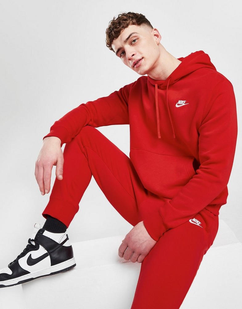 Bluza męska NIKE BLUZA Z KAPTUREM SPORTSWEAR CLUB FLEECE BV2654-657 Czerwony