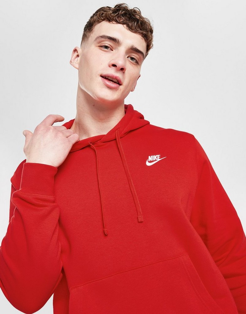 Bluza męska NIKE BLUZA Z KAPTUREM SPORTSWEAR CLUB FLEECE BV2654-657 Czerwony