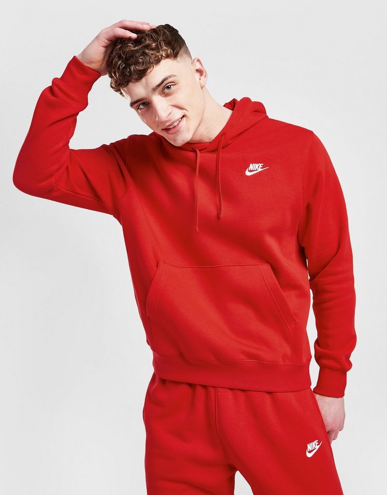 Bluza męska NIKE BLUZA Z KAPTUREM SPORTSWEAR CLUB FLEECE BV2654-657 Czerwony