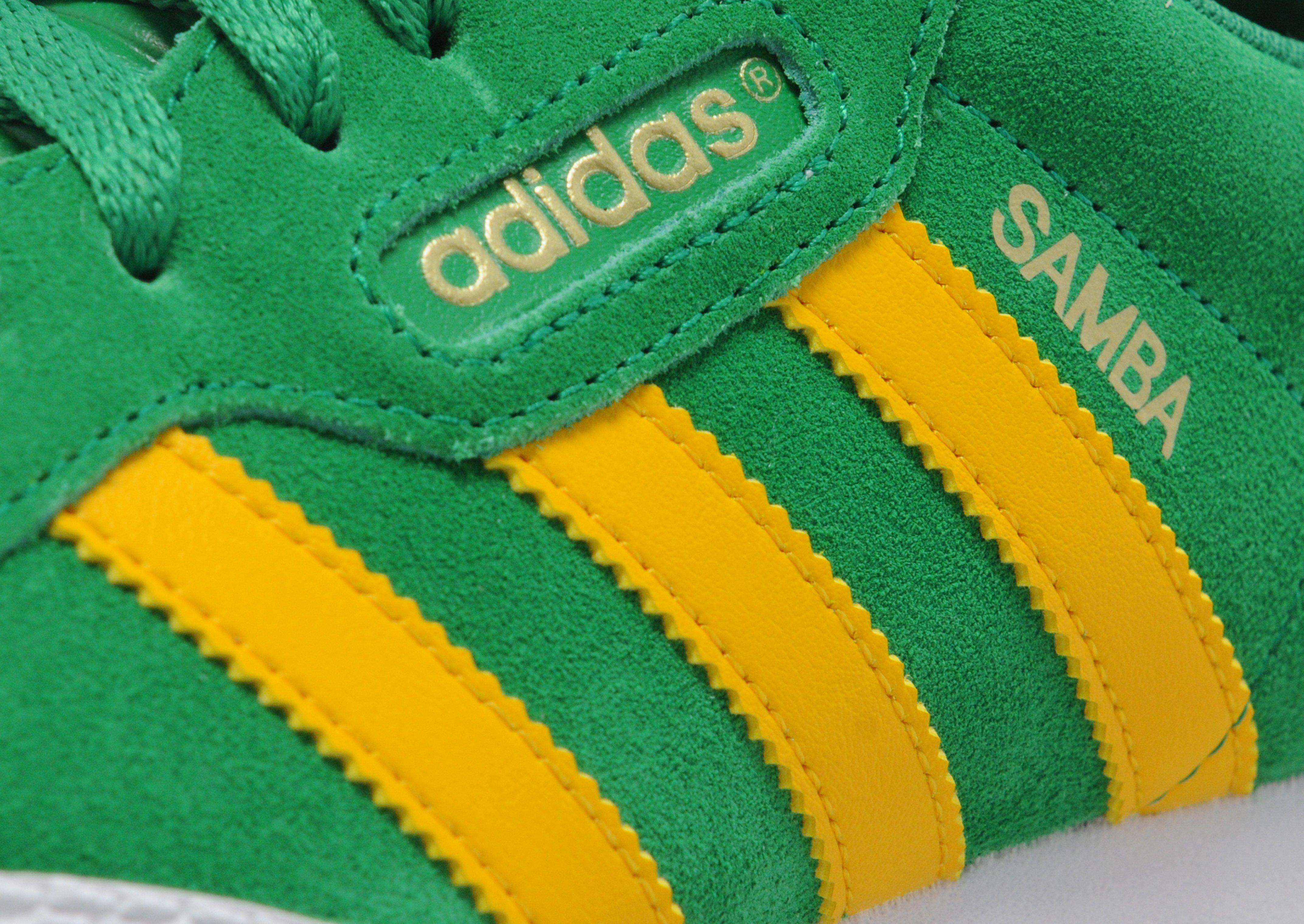 green and yellow samba trainers