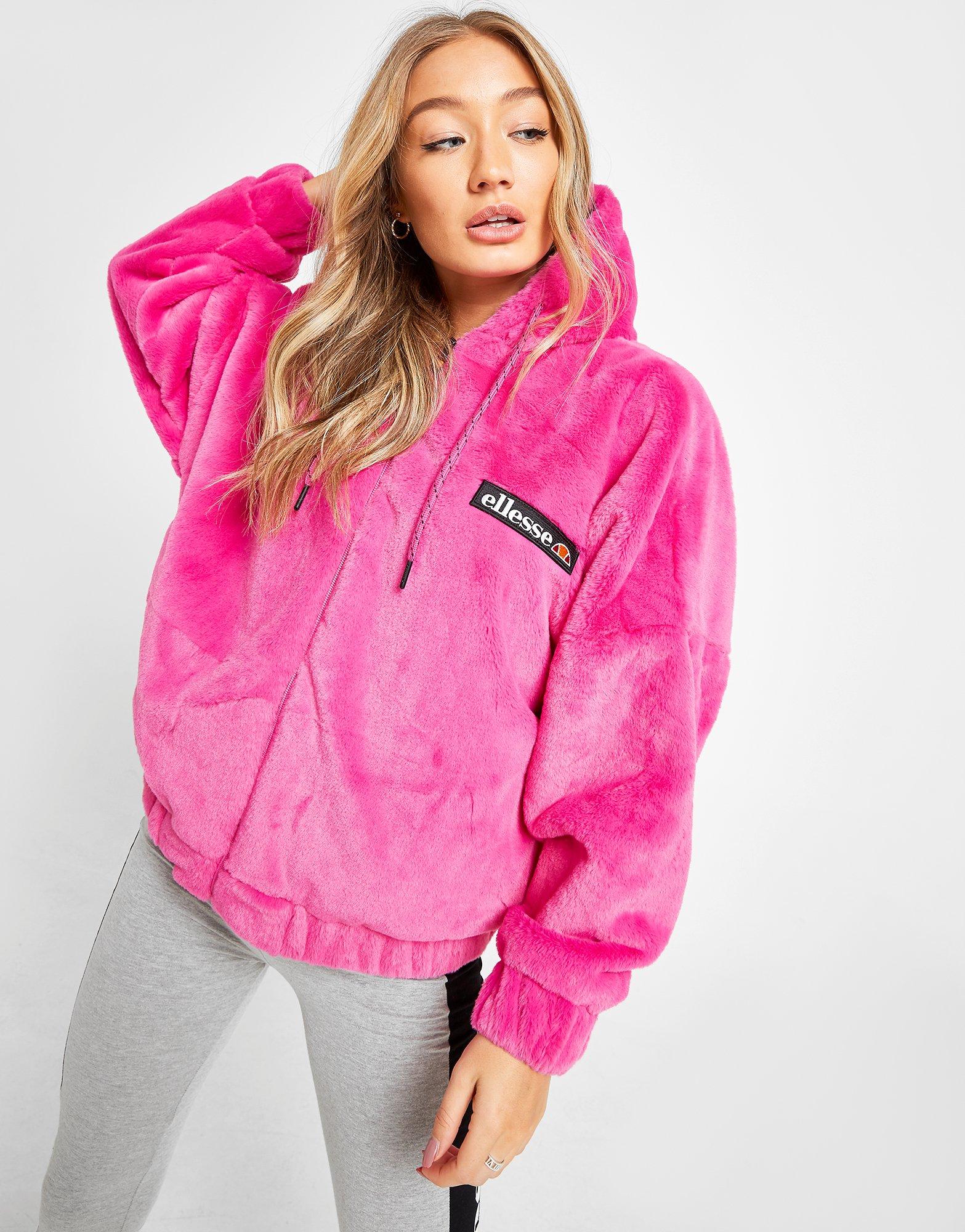 ellesse pink fluffy hoodie