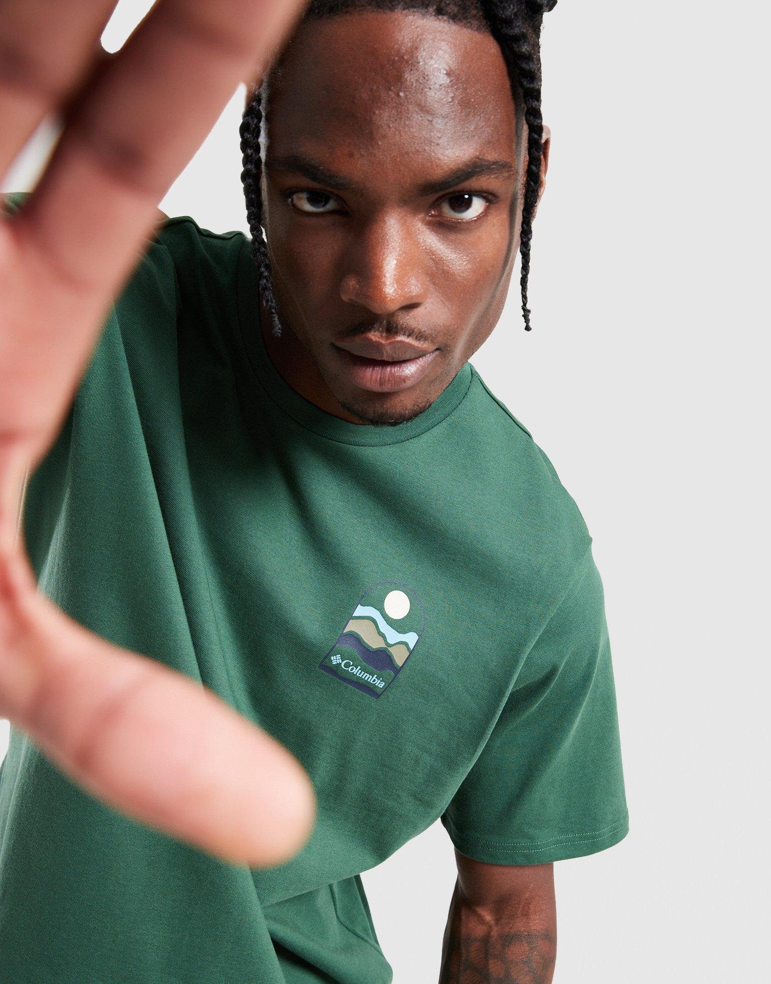 Koszulka, t-shirt męski COLUMBIA T-SHIRT EXPLORERS CANYON BACK SS TEE 2036451-375 Zielony