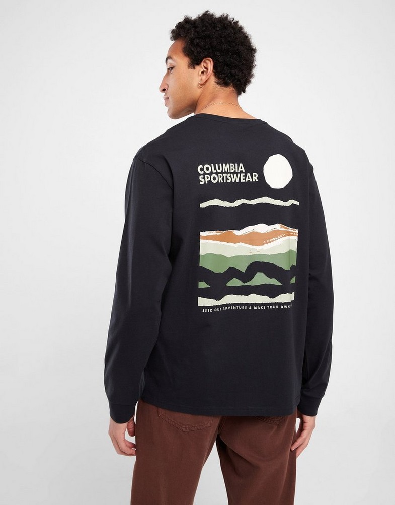 Koszulka, t-shirt męski COLUMBIA LONGSLEEVE EXPLORERS CANYON™ LONG SLEEVE 2054553-008 Czarny