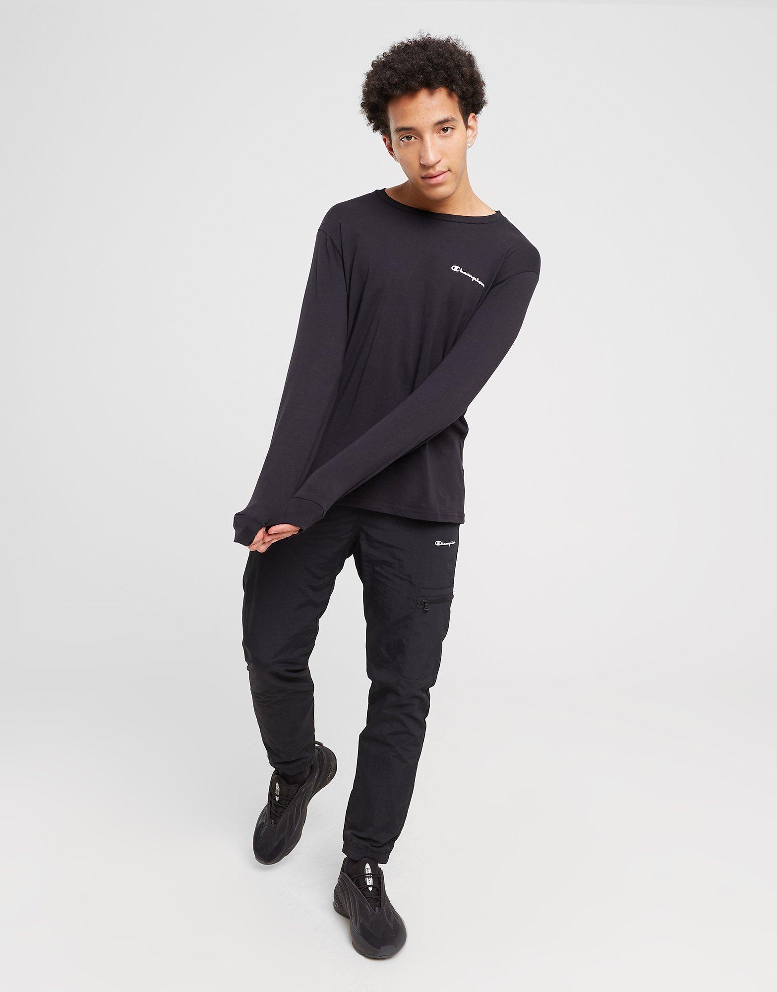 Koszulka, t-shirt męski CHAMPION T-SHIRT LONG SLEEVE CREWNECK T-SHIRT 218293KK001 Czarny