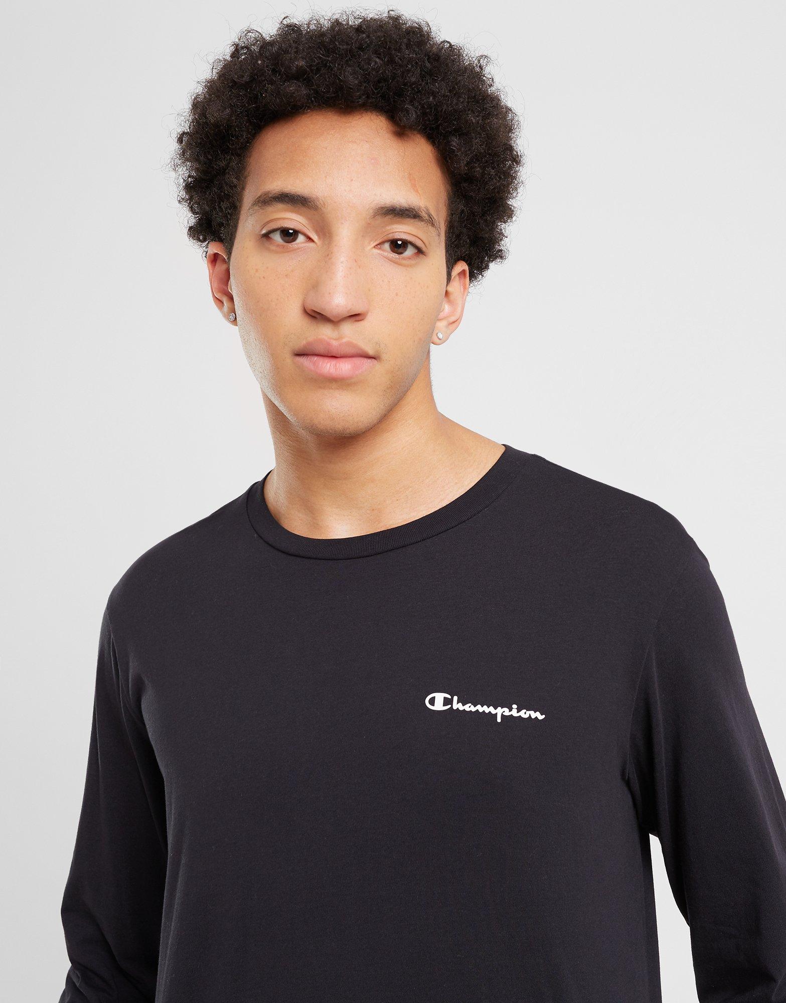 Koszulka, t-shirt męski CHAMPION T-SHIRT LONG SLEEVE CREWNECK T-SHIRT 218293KK001 Czarny