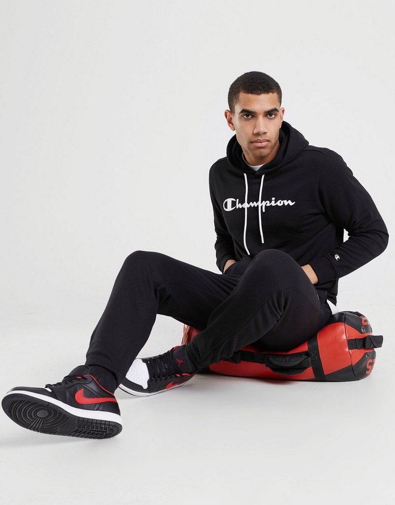 Férfi pulóverek CHAMPION PULÓVER KAPUCNIS HOODED SWEATSHIRT 218528KK001 Fekete