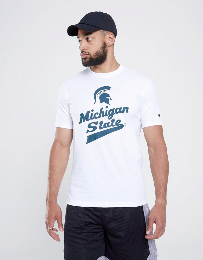 Koszulka, t-shirt męski CHAMPION T-SHIRT CREWNECK T-SHIRT 218572WW001 Biały