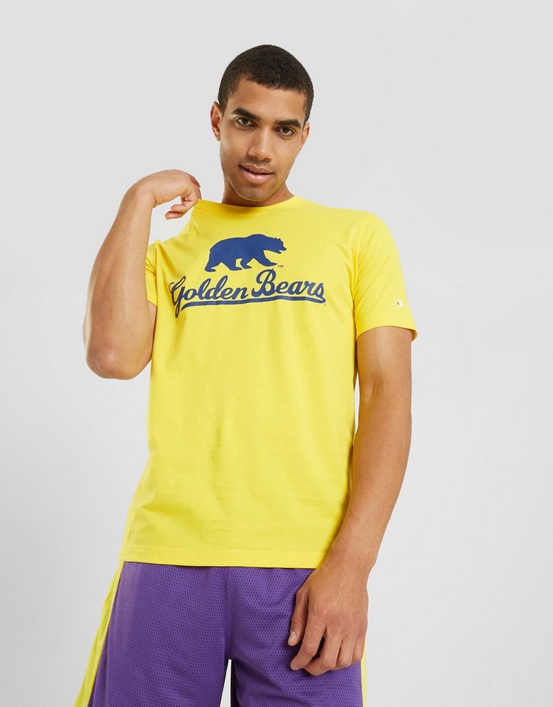 Koszulka, t-shirt męski CHAMPION T-SHIRT CREWNECK T-SHIRT 218572YS050 Złoty