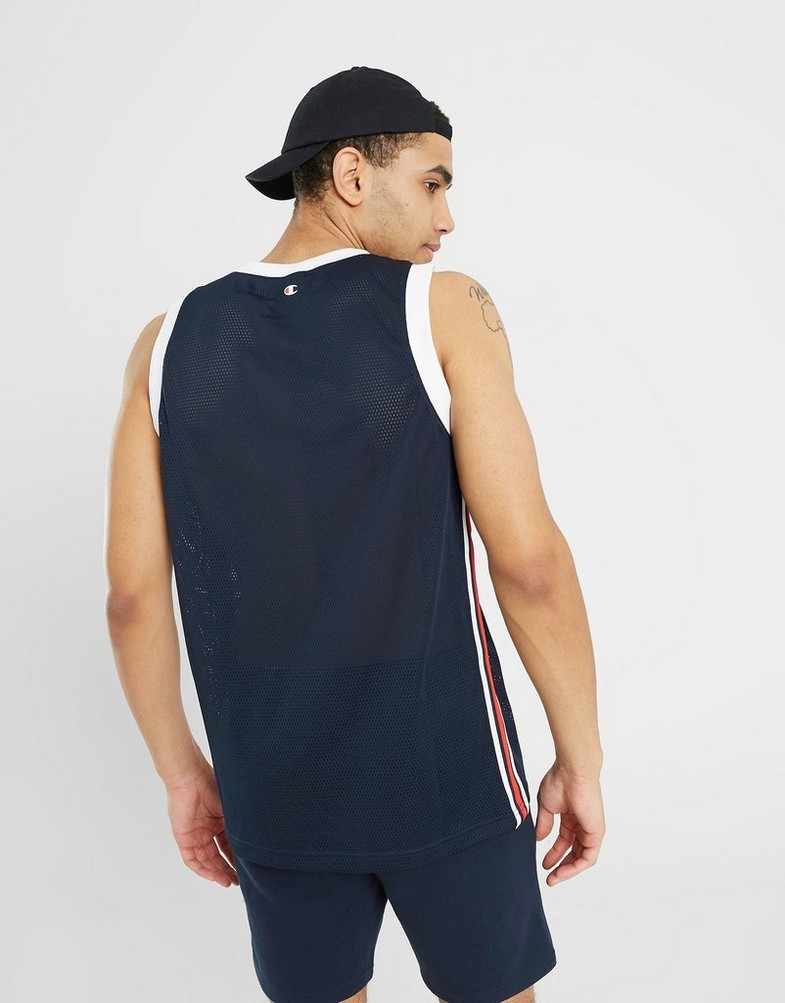 Koszulka, t-shirt męski CHAMPION T-SHIRT TANK TOP 218769BS501 Granatowy