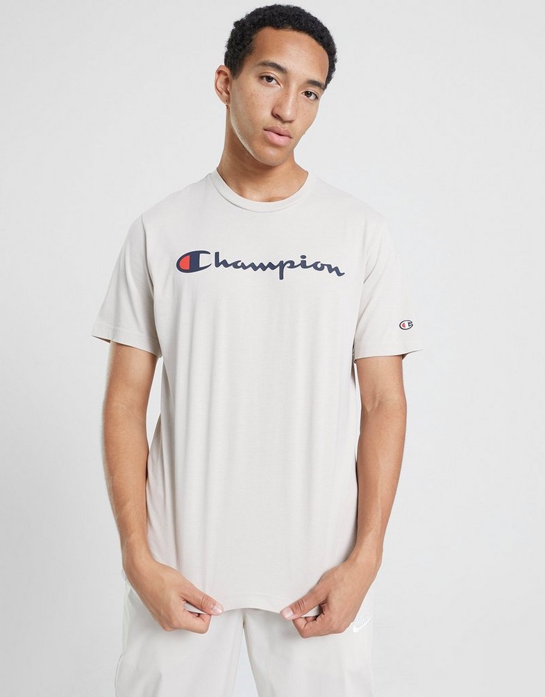 Koszulka, t-shirt męski CHAMPION T-SHIRT CREWNECK T-SHIRT 219206ES057 Beżowy