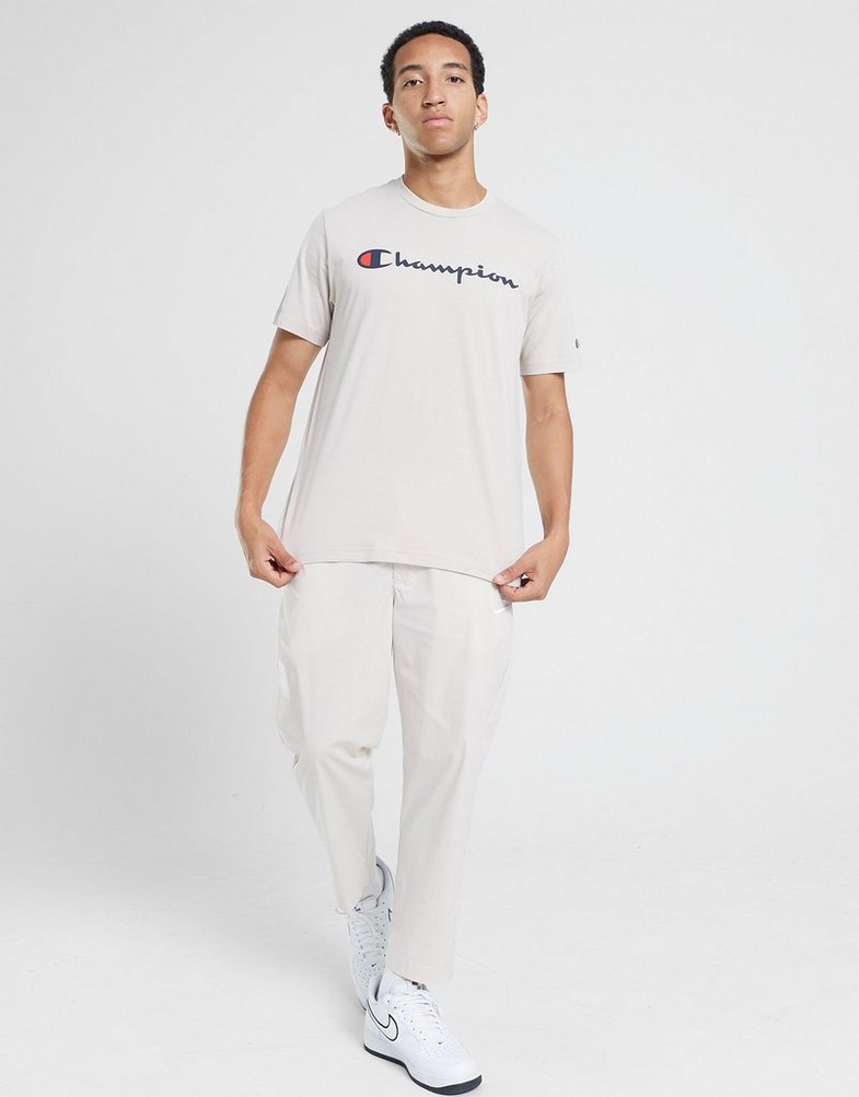 Koszulka, t-shirt męski CHAMPION T-SHIRT CREWNECK T-SHIRT 219206ES057 Beżowy