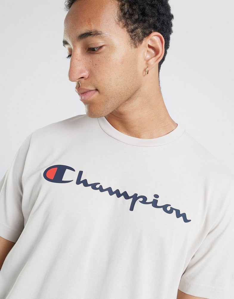 Koszulka, t-shirt męski CHAMPION T-SHIRT CREWNECK T-SHIRT 219206ES057 Beżowy