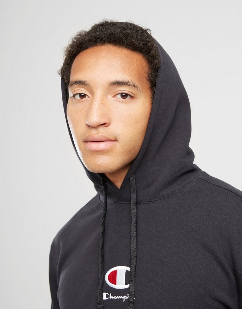 Pánska mikina CHAMPION MIKINA S KAPUCÍ HOODED SWEATSHIRT 219845KK001 Černá