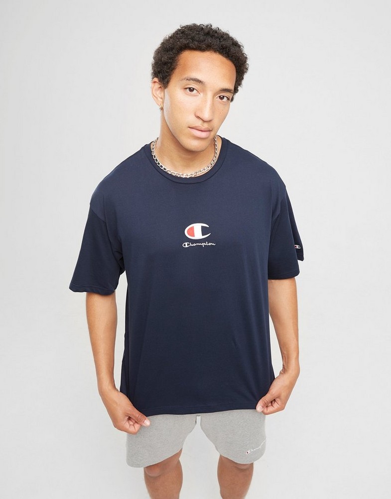 Pánske tričko CHAMPION TRIČKO CREWNECK TRIČKO 219847BS501 Tmavě modrá