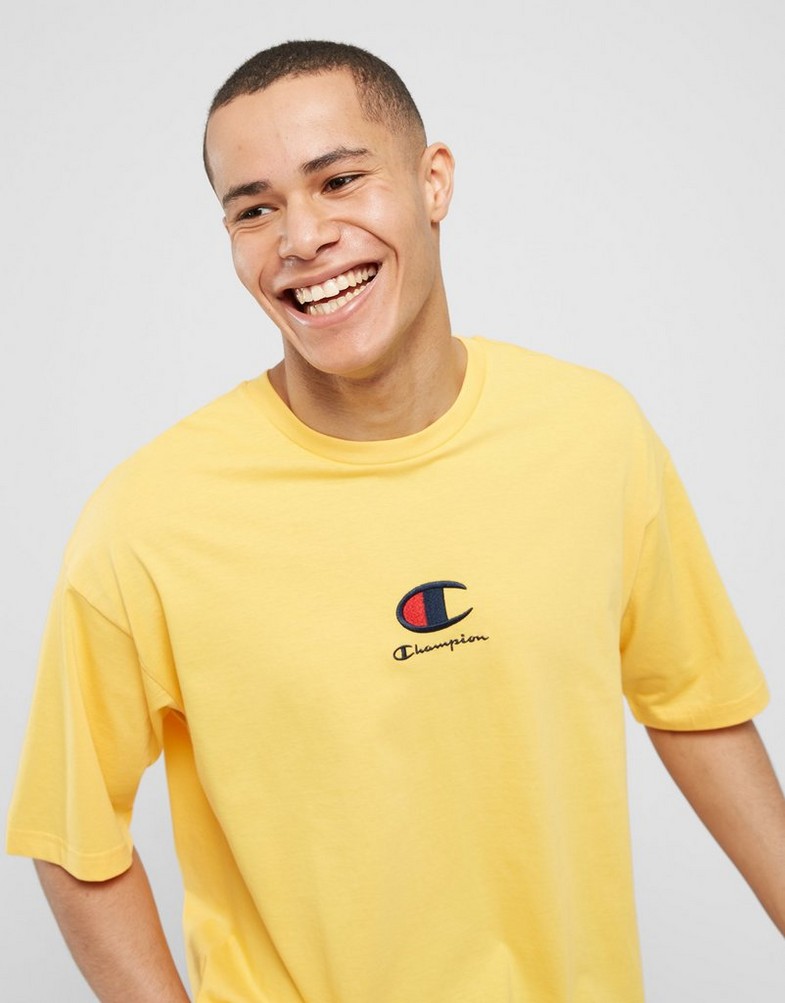 Pánske tričko CHAMPION TRIČKO CREWNECK TRIČKO 219847YS107 Zlatá