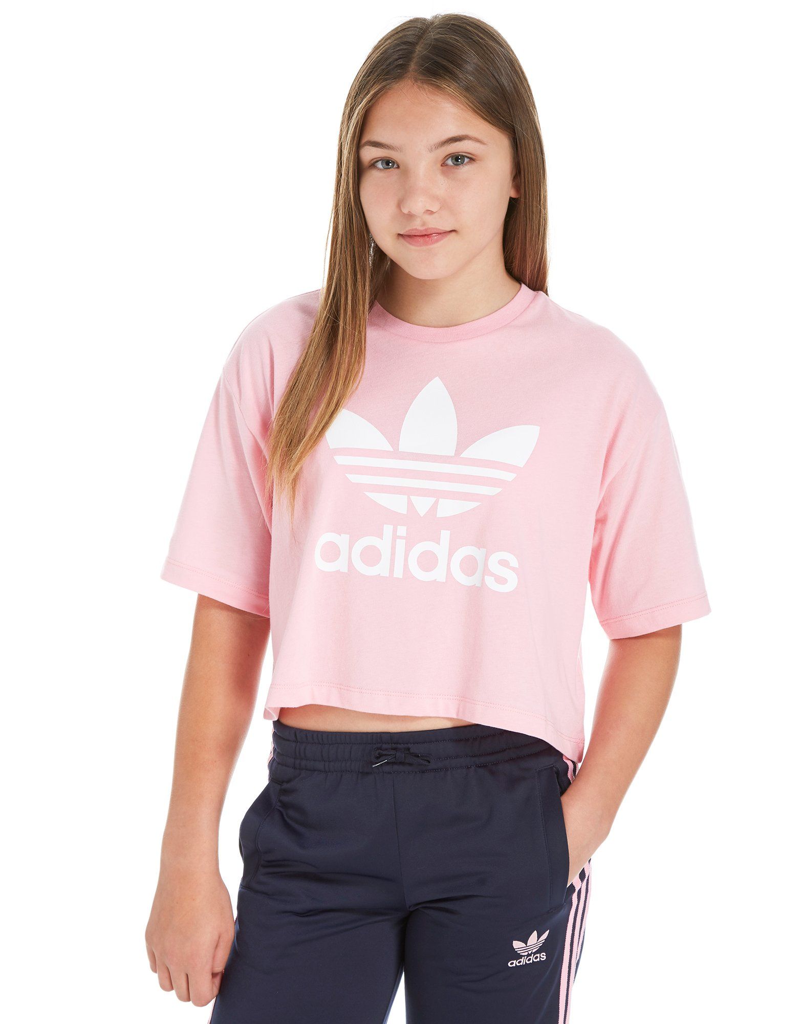 adidas Originals Girls' Trefoil Crop TShirt Junior JD Sports