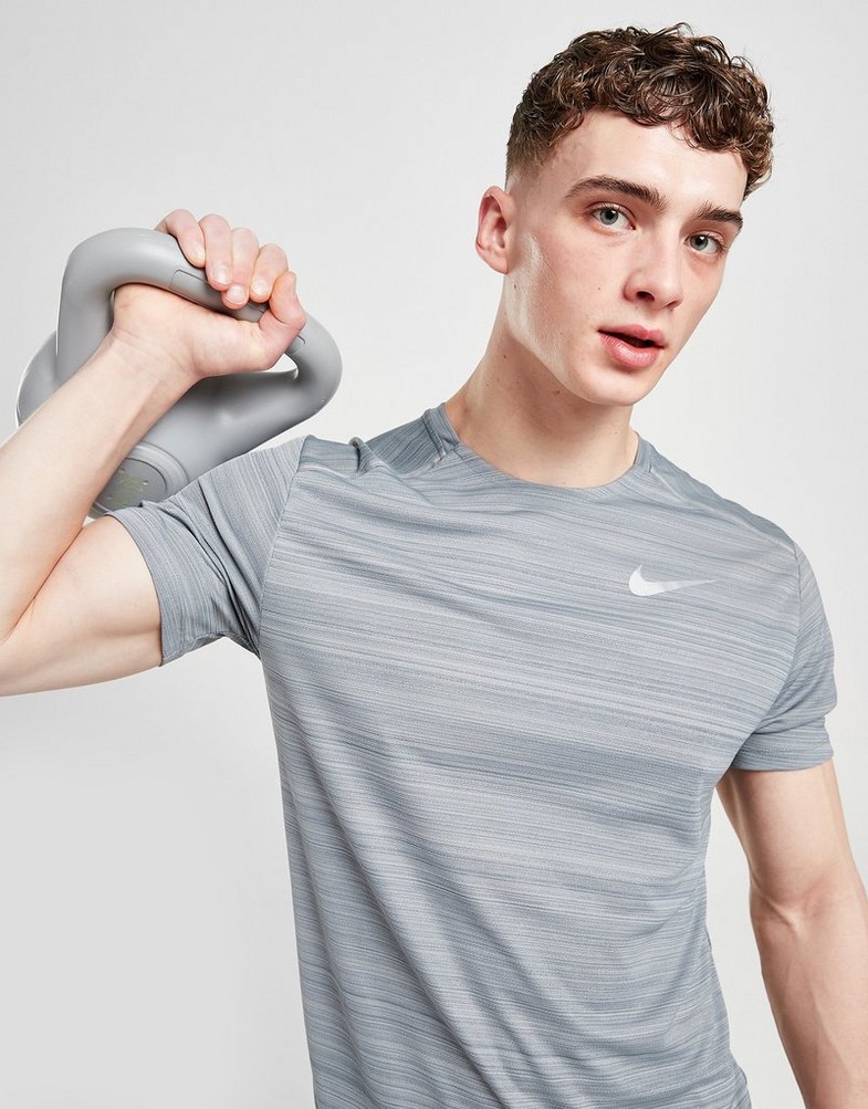 Koszulka, t-shirt męski NIKE MILER TEE SMOKE AJ7565084 Szary