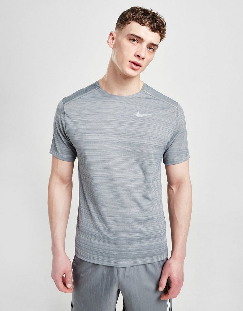 Koszulka, t-shirt męski NIKE MILER TEE SMOKE AJ7565084 Szary