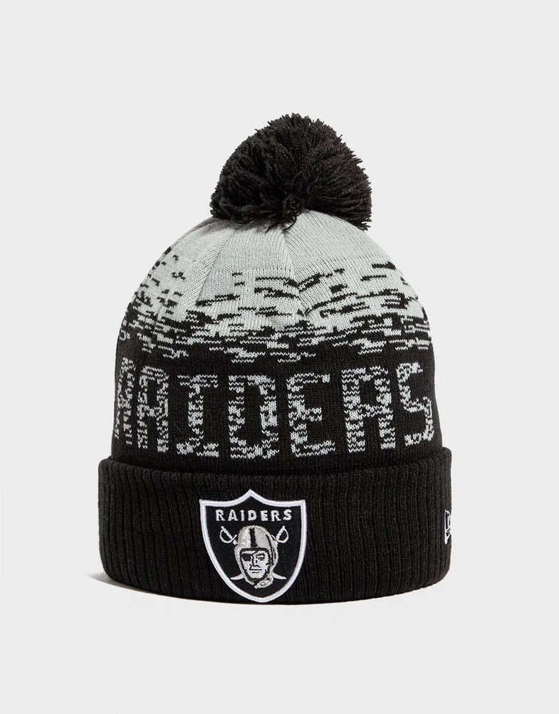 Czapka zimowa męska NEW ERA NFL LAS VEGAS RAIDERS POM BEANIE HAT OAKLAND RAIDERS 12122720 Czarny