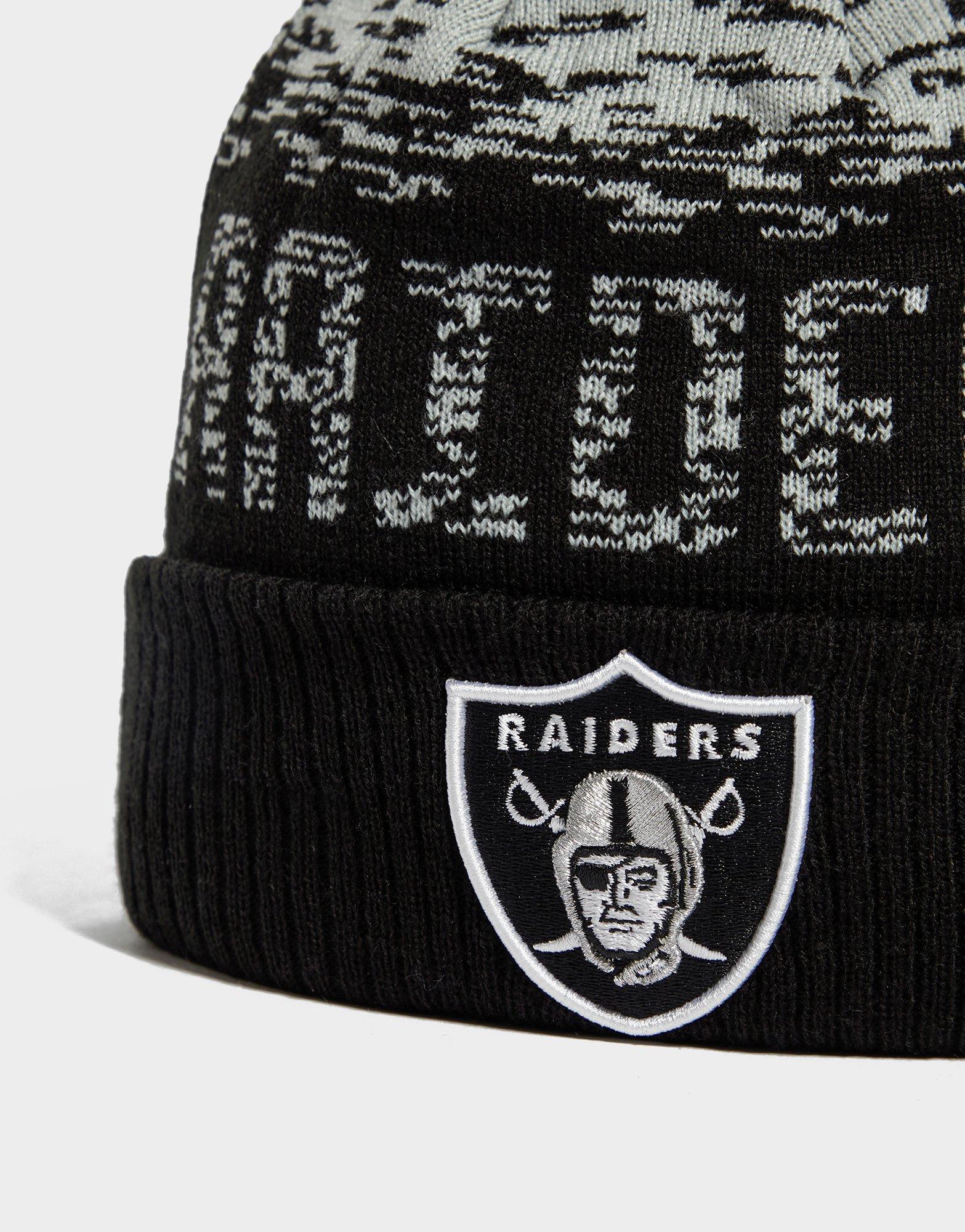 Vyriška žieminė kepurė NEW ERA NFL LAS VEGAS RAIDERS POM BEANIE HAT OAKLAND RAIDERS 12122720 Juoda
