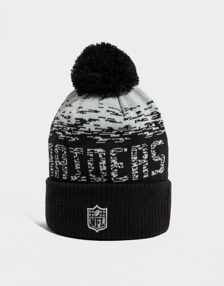Czapka zimowa męska NEW ERA NFL LAS VEGAS RAIDERS POM BEANIE HAT OAKLAND RAIDERS 12122720 Czarny
