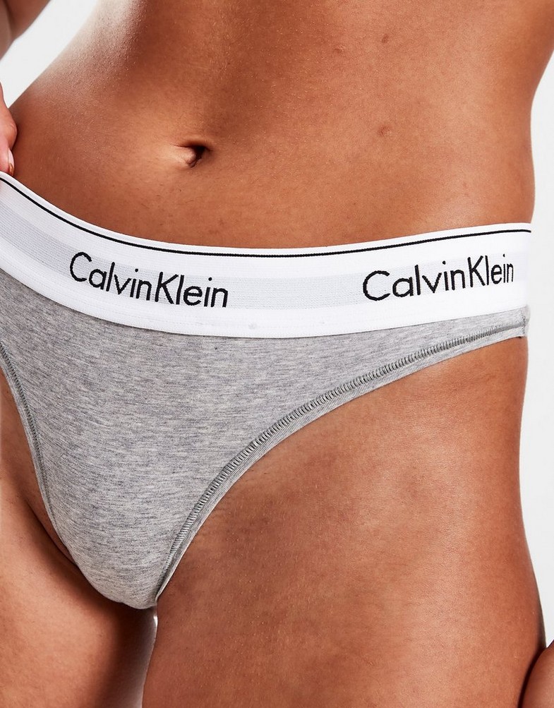 CALVIN KLEIN FIGI MODERN COTTON THONG 0000F3786E020 Szary