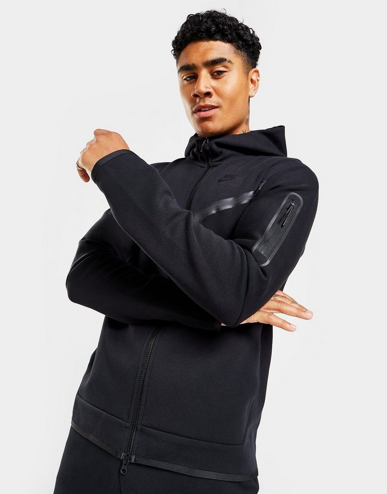 Férfi pulóverek NIKE PULÓVER CIPZÁRAS KAPUCNIS NSW TECH FLC HOOD CU4489-010 Fekete