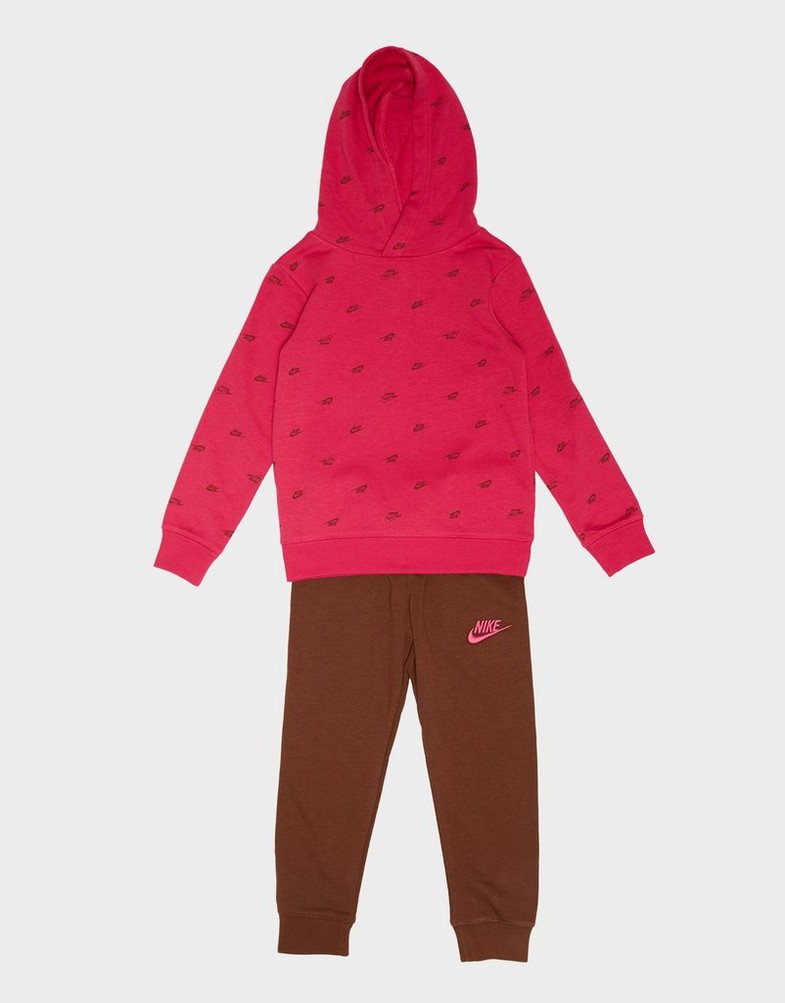 Дитячі спортивні костюми NIKE СПОРТИВНИЙ КОСТЮМ B NSW CLUB SSNL AOP SET 36J802-X2O Рожевий