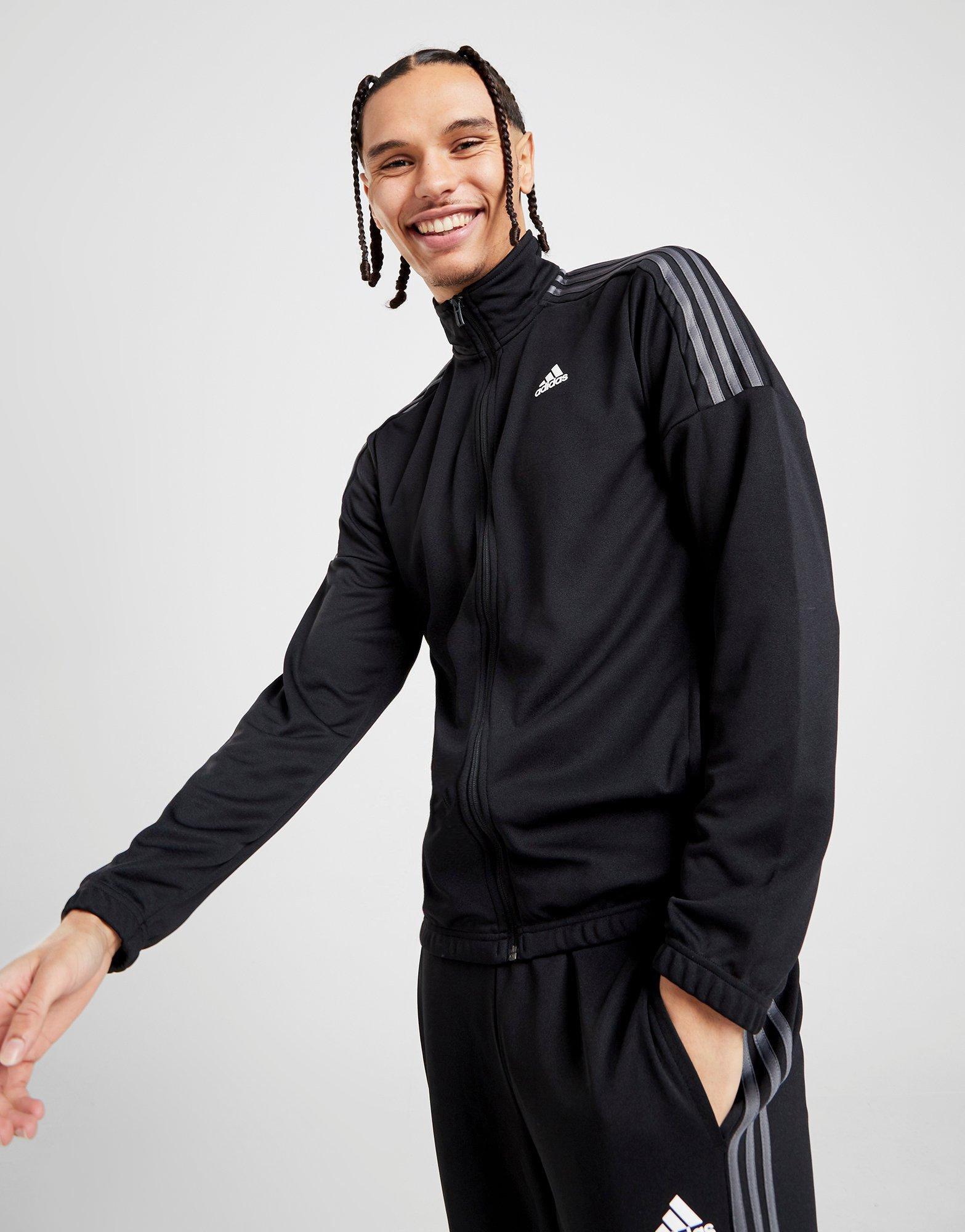 adidas 3 stripe poly tracksuit mens