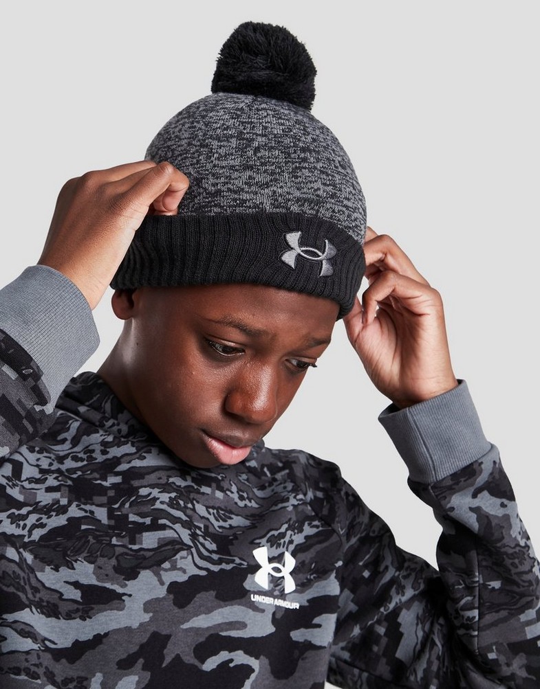 Czapka zimowa damska UNDER ARMOUR ZWYKŁA LOGO POM BEANIE HAT JUNIOR 1360450001 Czarny