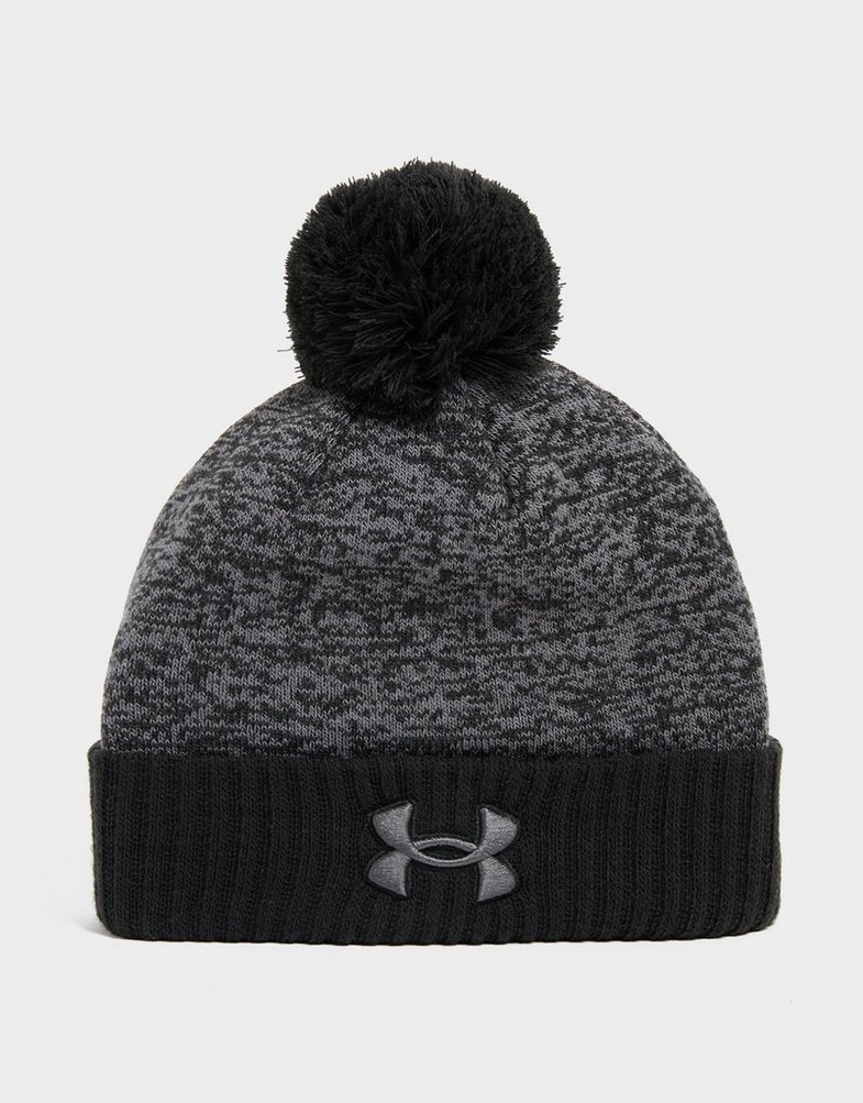 Czapka zimowa damska UNDER ARMOUR ZWYKŁA LOGO POM BEANIE HAT JUNIOR 1360450001 Czarny
