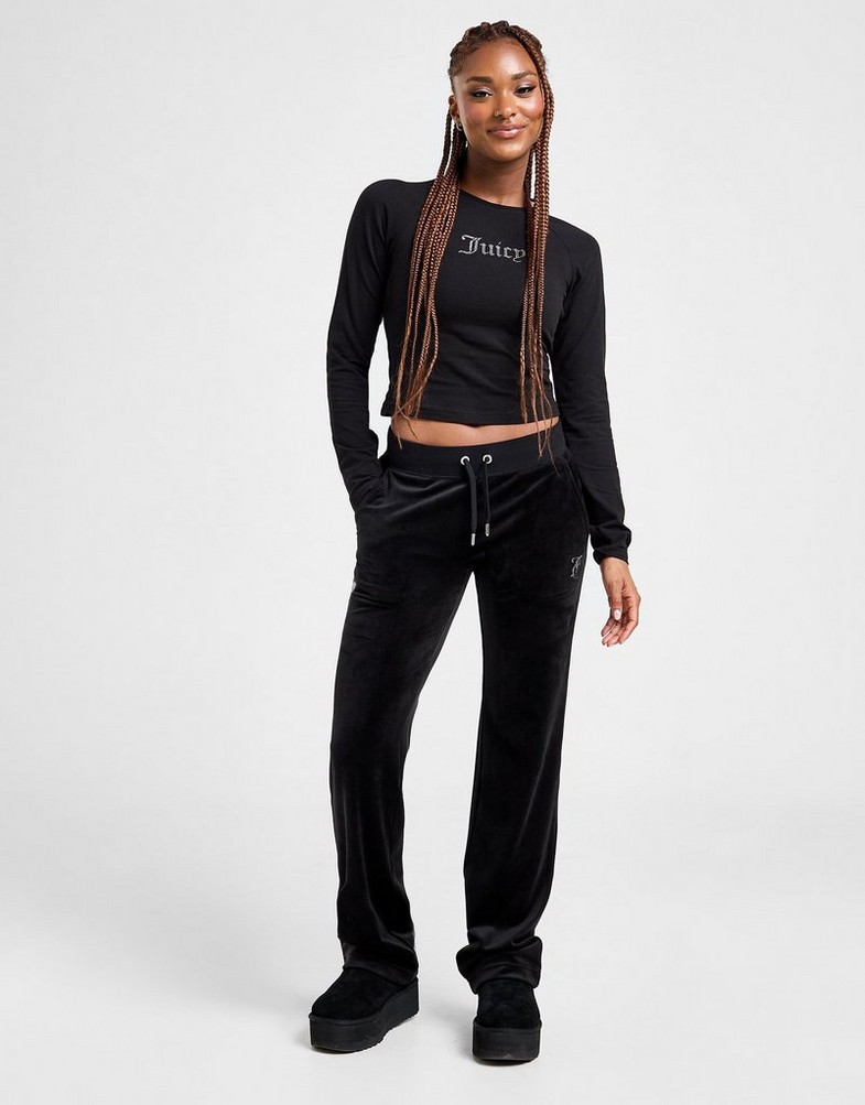 Жіночі штани JUICY COUTURE ШТАНИ DMNT LOGO VLR PANT BLK JCJDW187101 Чорний