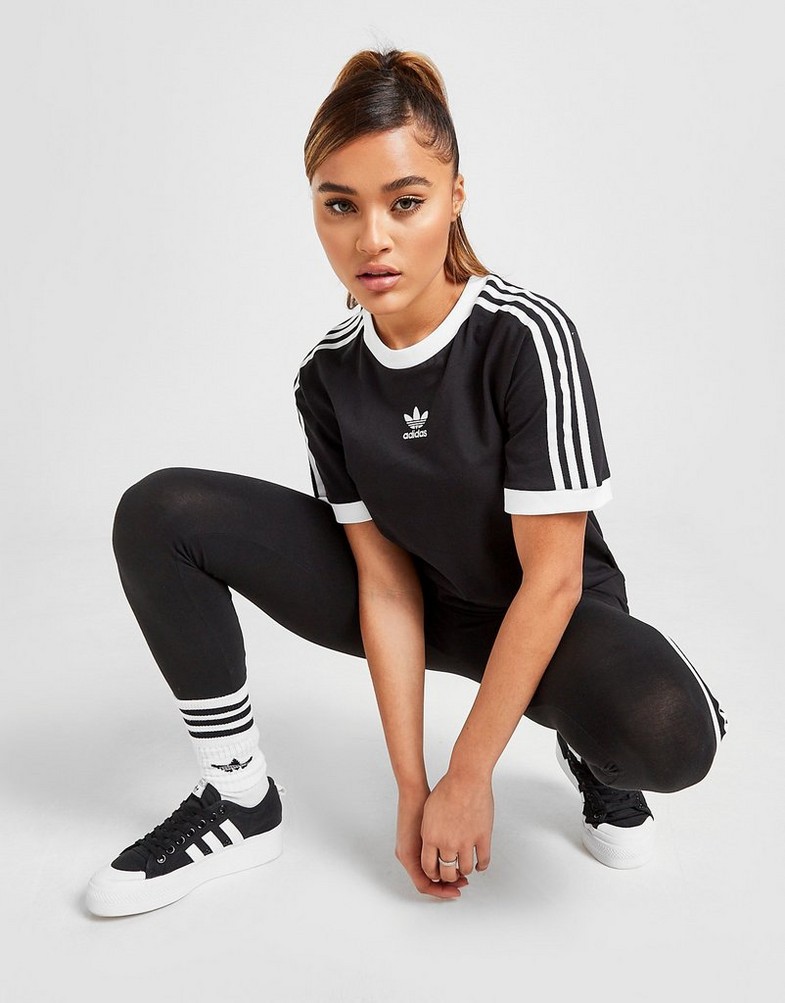 Koszulka, t-shirt damski ADIDAS T-SHIRT 3-STRIPES TREFOIL BOYFRIEND T-SHIRT GT7948 Czarny