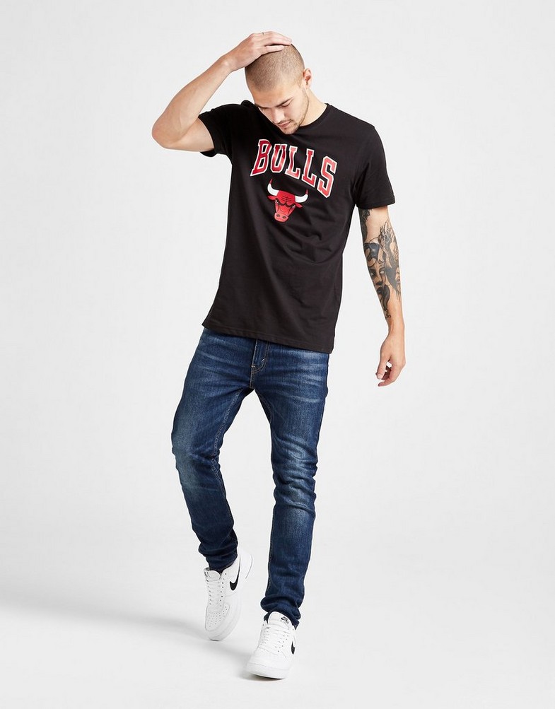 Koszulka, t-shirt męski NEW ERA T-SHIRT SS NBA LOGO CHICAGO BULLS BLACK 11530755 Czarny