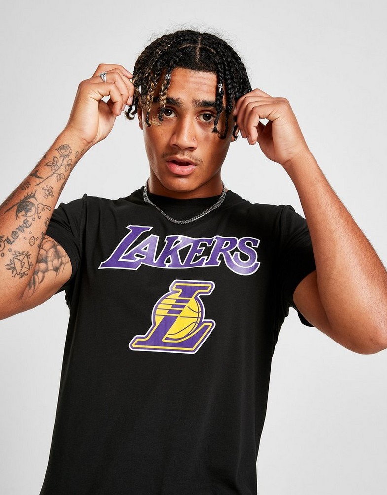 Koszulka, t-shirt męski NEW ERA T-SHIRT SS NBA LOGO LOS ANGELES LAKERS BLACK 11530752 Czarny