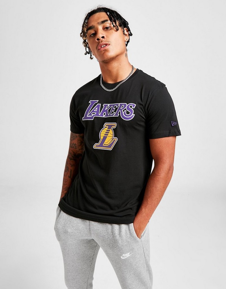 Koszulka, t-shirt męski NEW ERA T-SHIRT SS NBA LOGO LOS ANGELES LAKERS BLACK 11530752 Czarny