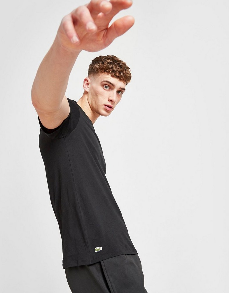 Koszulka, t-shirt męski LACOSTE 3 PACK LOUNGE SLIM T SHIRTS TH3451031 Czarny