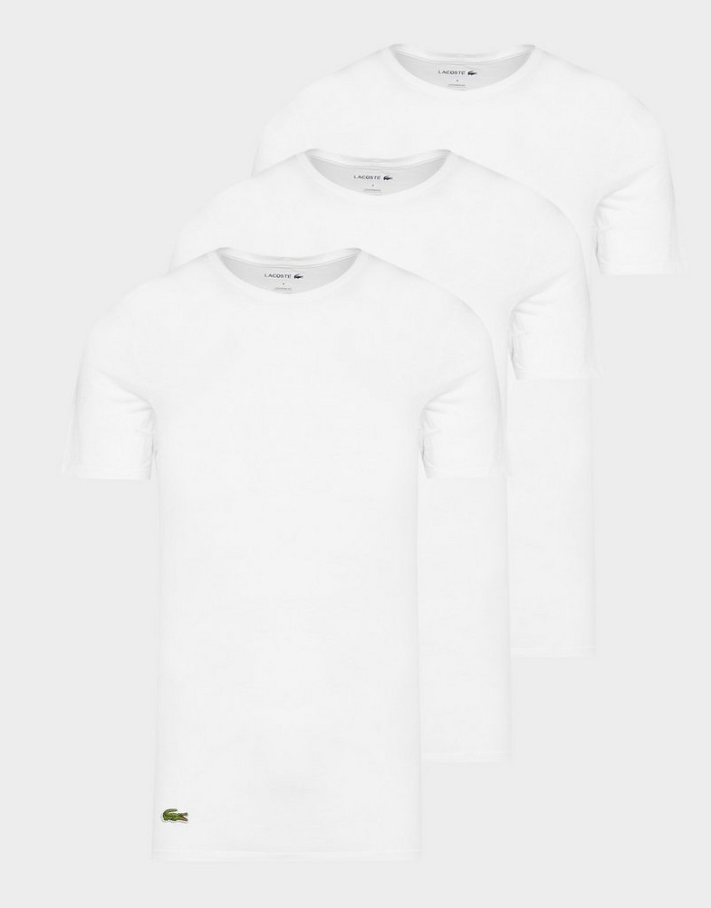 Koszulka, t-shirt męski LACOSTE 3 PACK LOUNGE T SHIRTS TH3321001 Biały