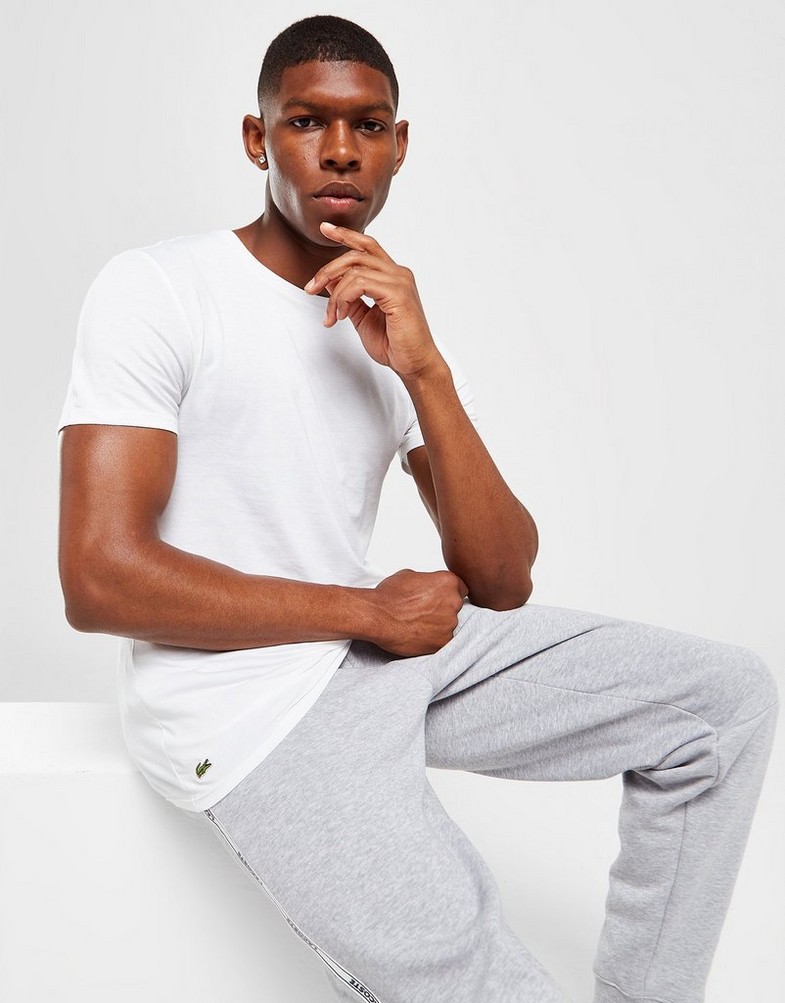 Koszulka, t-shirt męski LACOSTE 3 PACK LOUNGE T SHIRTS TH3321001 Biały