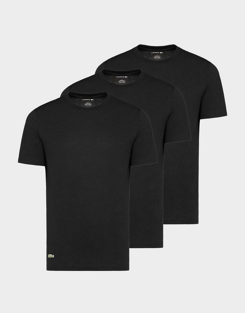 Koszulka, t-shirt męski LACOSTE 3 PACK LOUNGE T SHIRTS TH3321031 Czarny