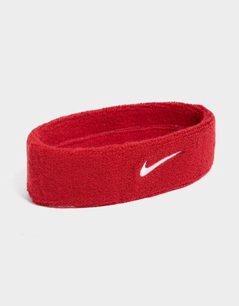 Dámské fitness doplňky NIKE ČELENKA SWOOSH H/B RED/WHT NIKE HEAD/WRIST BANDS