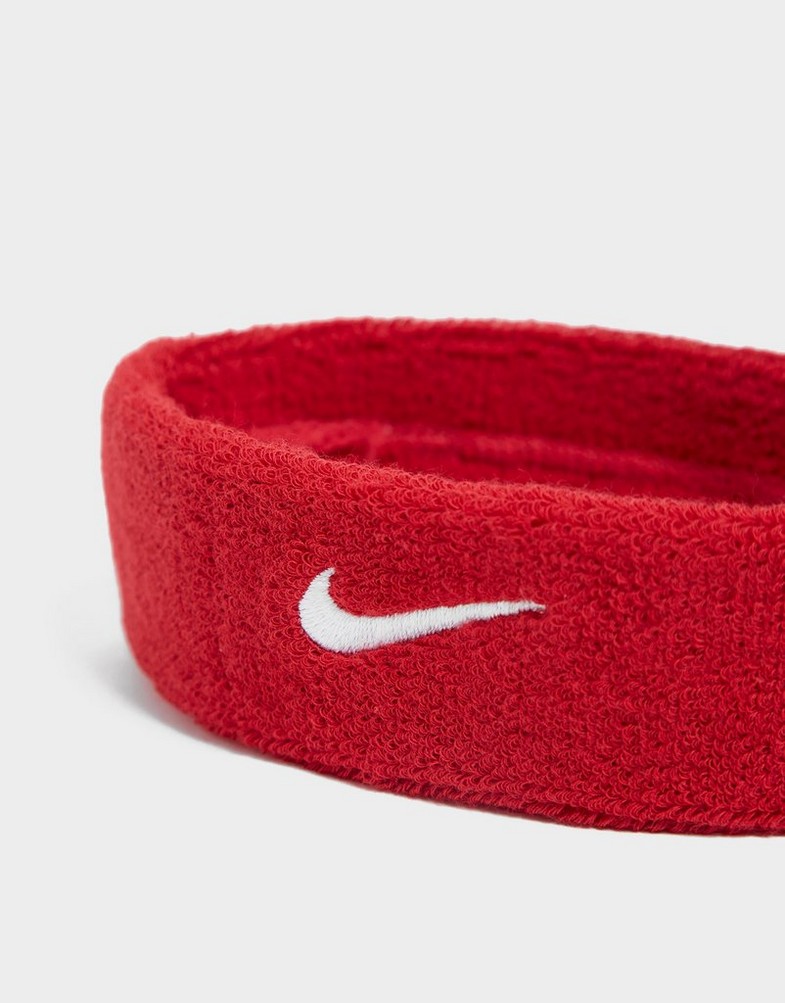 NIKE OPASKA SWOOSH H/B RED/WHT NIKE HEAD/WRIST BANDS NN07601C Czerwony